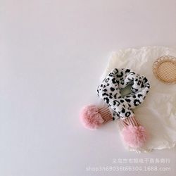 Personlighed Leopard Print Cross Vinter Pels Pære Baby Varm Hagesmæk Sæt hvid
