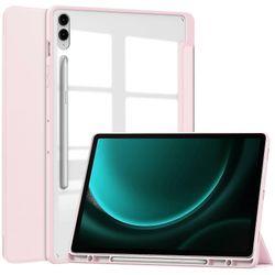 Kirkas kotelo Samsung Galaxy Tab S9 Fe Plus: lle, kynäpaikka tabletti kolminkertainen jalustan kansi Vaaleanpunainen