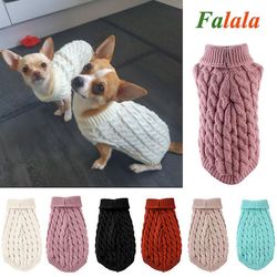 Varm sweater til hund turtleneck vinter efterår hvalp strikket tøj kat killing tøj kostume til små hunde Chihuahua outfit Hvid S