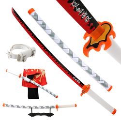 Atuto Håndlaget Demon Slayer Katana 104cm Anime Cosplay Våpen Samurai Sword Real Rengoku Tanjiro Utvalg av stiler Catana Kyoujurou mønster