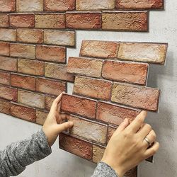 Besser 3d Simulation Mursten Væg flise Klistermærker Selvklæbende Home Foam Wallpaper Decals 1PC