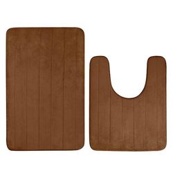 2pcs/set Skridsikker Hukommelse Skum Bad Tæppe + Vaskbar Toilet Mat Sæt Vand absorption til Home Grå