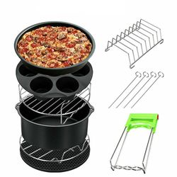 Eveltek Frituregryde Air Fryer tilbehør passer til alle Airfryer 7 tommer 8 dele sæt 7 Inch 8sets