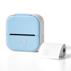 Mini Pocket Printer Bærbar Bluetooth-kompatibel termisk skriver Blekkfri klistremerkeskriver Blå