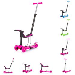 Chipolino Kids Scooter 3 i 1 Multi Plus 3 hjul, balansesykkel, scooter, LED-lys Rosa