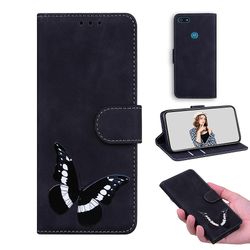 Etui til Motorola Moto E6 Play Butterfly Cover Premium Læder Magnetisk- Pink Sort