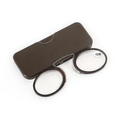 Portable Clip Nose Mini lesebriller med neseklemme Menn Kvinner Lesere Resept Legless Briller 1.0 1.5 2.0 2.5 3.0 3.5 brun 200 degree