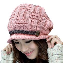 Besser Lady Varm Strikket Hue Cap Hovedbeklædning Pink
