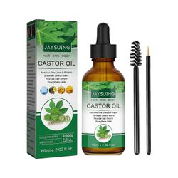 Risiiniöljy hiusten kasvuun miehille ja naisille, puhdas kylmäpuristettu risiiniöljy ripsien kasvuun kulmakarvat 60ml 1pc