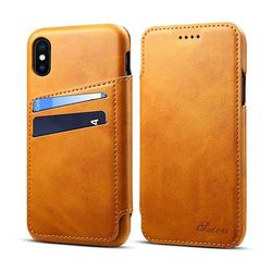 AIR Apple iPhone X / XS Flip Tegnebog lædertaske - Khaki
