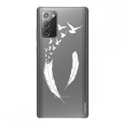 Crazy Kase Hull For Samsung Galaxy Note20 i silikone fleksibel 1 mm, fjer og flyvning fugle