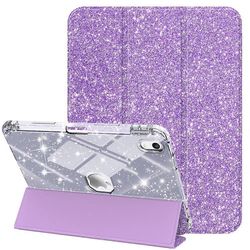 iPad (2025)/iPad 10.9 (2022) -kotelo kynäpaikalla Kolmitaitettava jalusta Glitter Suojaava Tabletti Monivärinen Light Purple