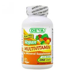 Deva Vegaani vitamiinit Vegaani, Monivitamiini ilman rautaa, 90 Tab (pakkaus 1)