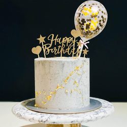 Tillykke med fødselsdagen Kage Topper Sæt DIY Konfetti Ballon kage Indretning Rose Guld Stjerne Cupcake Dekoration Fødselsdag Indretning Kid Girl Boy