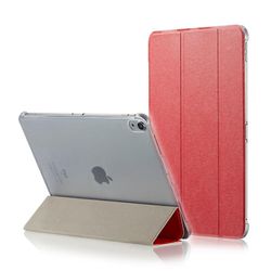 JVY Silke tekstur vandret flip magnetisk PU læderetui til iPad Pro 11 tommer (2018), med tre-foldning Holder &Sleep / Wake-up Function(Rød)