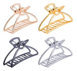 Linkrunning 4stk Stort Metal Hår Klo Clips Hår Fang Barrette Kæbe Klemme Til Kvinder HalvBolle Hårnåle Til Tykt Hår (sølv+ guld + rose Guld + sort)