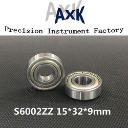 Gratis forsendelse S6002zz (10stk) 15 * 32 * 9mm rustfrit stål dyb rille kugleleje 15x32x9mm 6002zz S6002 Zz Roulement A Bille