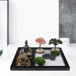 ZHOUBA 1 setti Zen Garden Decor Buddha Statue Koristeellinen meditaatio Decor Mini Rock Kit Home Desktop Decorati