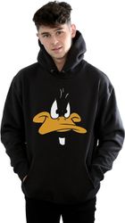 Looney Tunes Daffy Duck Big Face hættetrøje til mænd m274 sort M