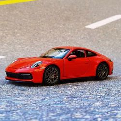 1:24 911 Carrera 4S Coupe Alloy urheiluautomalli Painevalut Metalli leluajoneuvot Automalli Simulointi Lasten lahjat Leluautot Punainen