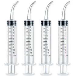 4 kpl pakkaus 12ml hammasruisku kaarevalla kärjellä, 12cc kertakäyttöinen hammaskasteluruisku suun kautta tapahtuvaan hammashoitoon, nielurisakivie...