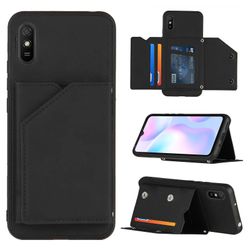 Gangxun Sag For Xiaomi Redmi 9a Vintage Cuir Cover Læderetui Kofanger - Noir