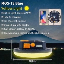MOSLIGHTING 9900Mah ulkona retkeilyvalo kannettava ladattava LED-magneetti telttalamppu kalastusvalo kotitalouksien hätävalaistus MOS-13-sininen-Y