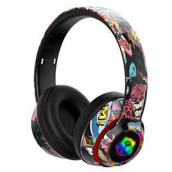 Dandanzhuan Headset Bluetooth headset Cool Graffiti LED Lysdiodende headset kan indsættes i kortet Mobile Computer Universal