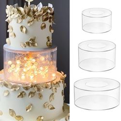 Hywell Rund klar akryl Fillable Cake Display Board Cake Edge Glattere skrape Dekor Baking Tools Party Wedding Cake Stand Verktøy S