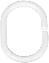 Linkrunning Badeforhængsringe sæt med 24 - oval, Plast, 3 x 4,5 cm, Hvid Som vist As shown