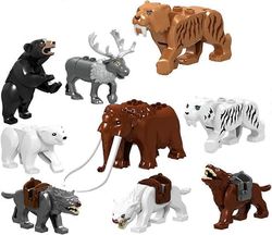 2025 Uudet 9PCS/Set City Animals -rakennuspalikat Zoon Figures Model Mammoth Sabertooth -koulutuslelut