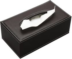 Barsinfi Makeup Tissue Box Pu Læder væv boks, 25,5 X 14x 9,5 cm (sort) Brown