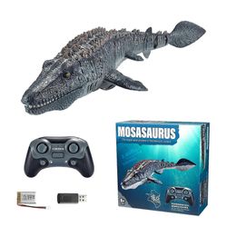 Kauko-ohjattava dinosaurusvenesimulaatio, suihkuvesi Mosasaurus RC -pikavene uima-altaan kylpyhuonelampeen Harmaa