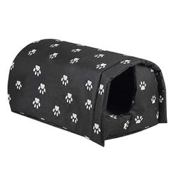 Lämmin ja vedenpitävä kissatalo ulkokäyttöön Musta M