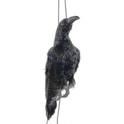 Realistinen roikkuva kuollut varis-houkutin Lifesize Extra Black Feathered Crow