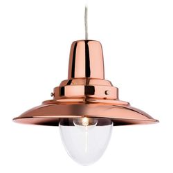 Firstlight Lighting Fisker 1 Lys kuppel loft vedhæng Kobber, Klart glas, E27