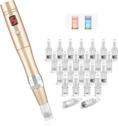 Elektrisk Microneedling Pen 0-2.5 mm med 4 LED-lys og 6 nivåer, Microneedle Skin Repair Tool for Face Skin Rejuvenation, Anti Acne, Anti Wrinkle (