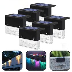 Jying 6/4/1 Pcs Set Led Solar Light Deck Light Fence Light Solar Led Light Udendørs Have Lys Udendørs Crystal 6PCS