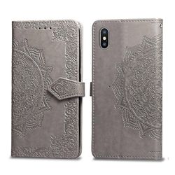 Etui til Iphone Xs Max Cover Læder Tegnebog Cover Prægning Mandala Magnetisk Flip Protection Stødsikker - Grå