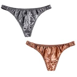 Mænds Morberry Silk Trusser Sexet Bikini Lav Talje G-streng Satin Silke Undertøj 2 Pakke Jeg L