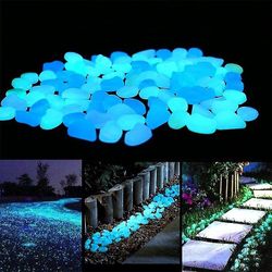 Aoweisia 100pcs lysende sten glød i de mørke småsten glødende sten til udendørs gangbroer Home Garden Yard Decor Fish Tank Pebble Rocks Grøn