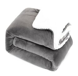 Handuo Sherpa Fleece Throw Tæpper, Flannel Plys Blanket130 * 160cm grå