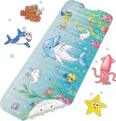 2025 Sopiva liukumaton kylpymatto 100x40cm, 200 imukuppia PVC-materiaali BPA-vapaa kylpymatto | Sarjakuva Merieläin