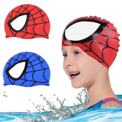 Lapset Spiderman joustava silikoni uimalakki Lapset Tytöt Pojat Vedenpitävä uimalakki punainen