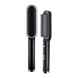 Kissqiqi Professionel multifunktionel Tourmaline hår glattejern børste, Curling Brush Hair Comb Sort