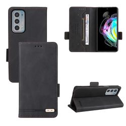 Gangxun Etui til Motorola Moto Edge 20 læderetui folio flip med kreditkortspor Etui Coque Sort