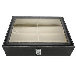 Sunglasses Storage Box Solbriller opbevaringsboks, PU læder 8 gitre briller arrangør