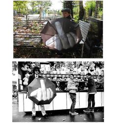 Taitettava keskisormi hauska sateenvarjo luova lahja vedenpitävä ja tuulenpitävä tukeva Kuten