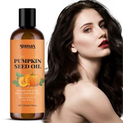 Kurpitsansiemenöljy luomu, 100 % puhdas orgaaninen kurpitsansiemenöljy hiusten kasvuun ja ikääntymistä estävä kasvoöljy