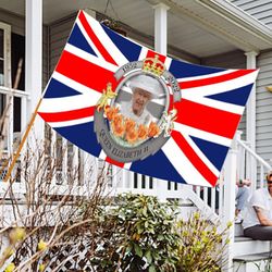 Finiss Dronning Elizabeth Flag | England Queen Garden Flag Banner | Mindehøjtidelighed for dronningen af Storbritanniens flag, Union Jack Party Sup...